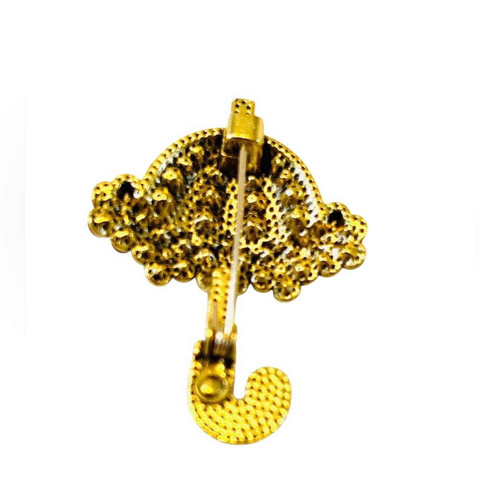 French-Style Gold-Toned Umbrella Brooch - Picture 3 of 5